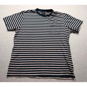 RVCA Mens Medium Regular Fit Striped Pocket T-Shirt Navy Blue Orange White